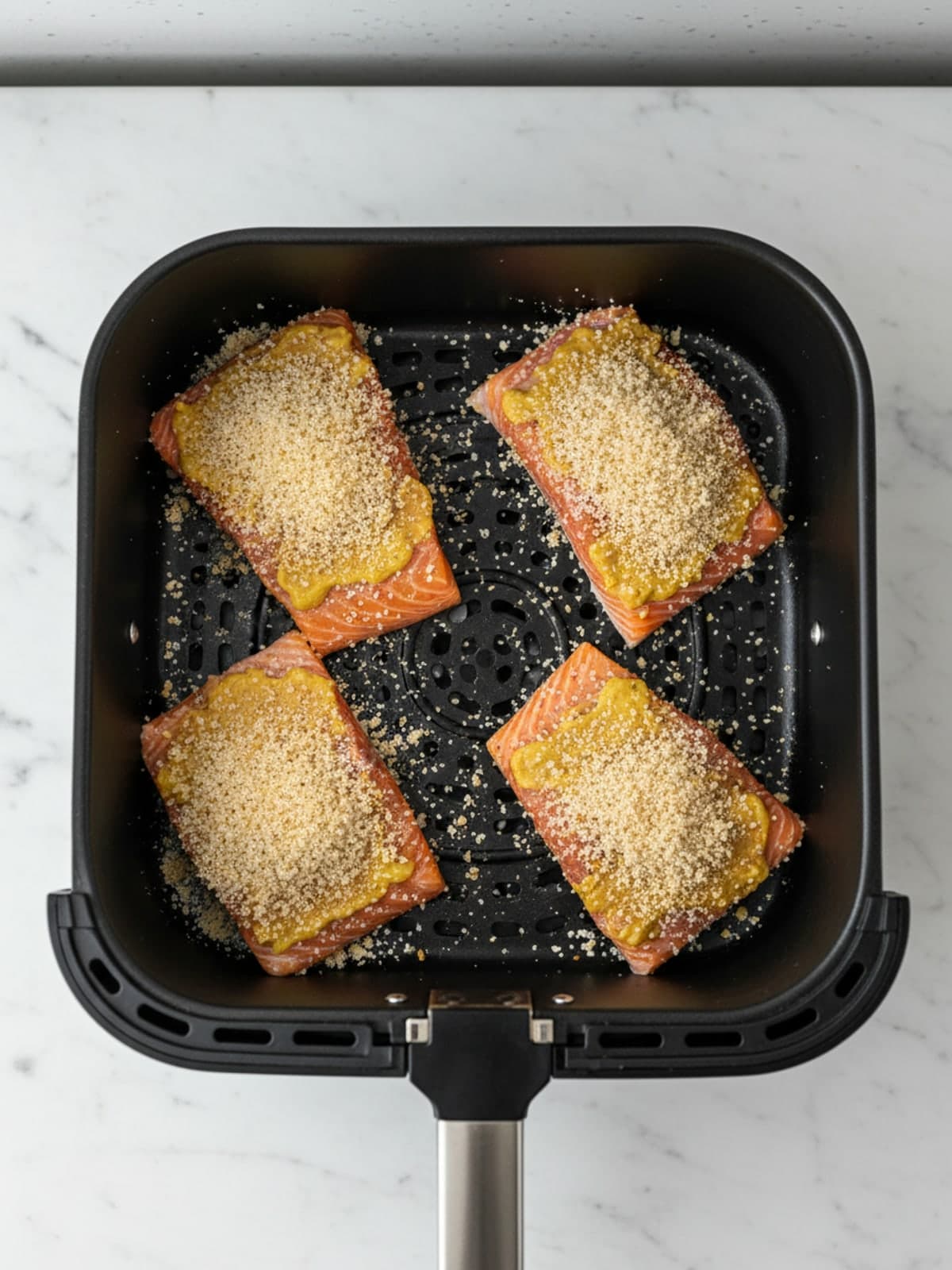 Mustard Herb Air Fryer Salmon: Make the crumb coating