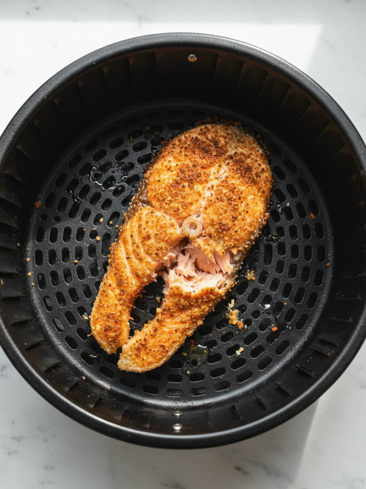 Mustard Herb Air Fryer Salmon: Air fry to moist flakes