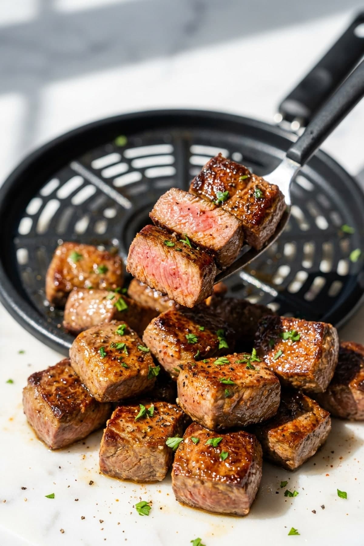 Garlic Butter Steak Bites ready to serve